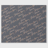 Papier Cadeau Joyeux Rose de Noël Gold Script du nom Grey (Plat)