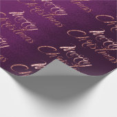 Papier Cadeau Joyeux Rose de Noël Parties scintillant d'or Purpl (Coin)