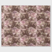 Papier Cadeau Joyeux Rose de Noël Parties scintillant d'or Rose (Plat)