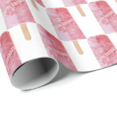 Papier Cadeau joyeux rose popsicle d'anniversaire (Coin rond)