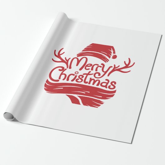 Papier Cadeau Joyeux rouge de Noël (Déroulé)