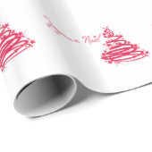 Papier Cadeau Joyeux rouge Noël avec l'arbre de Noël (Coin rond)