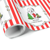 Papier Cadeau Joyeux sapin de Noël 2 Vieux anglais Chien de mer  (Coin rond)