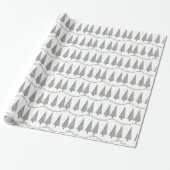 Papier Cadeau Joyeux sapin de Noël Houndstooth Motif en blanc (Déroulé)