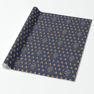 Papier Cadeau Joyeux sapin de Noël Motif élégant bleu foncé