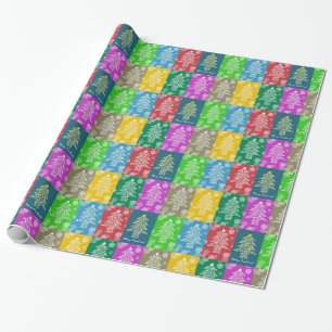 Papier Cadeau Joyeux sapin de Noël Motif Jumeau coloré