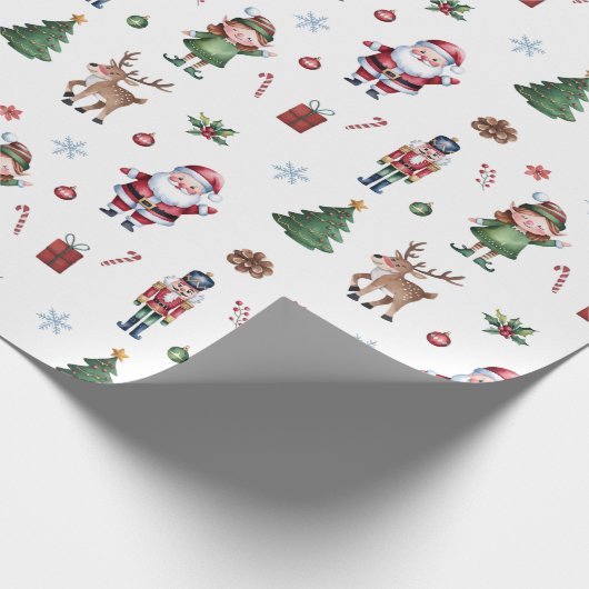 Papier Cadeau Joyeux sapin de Noël Père Noël Reindeer Nutcracker (Coin)
