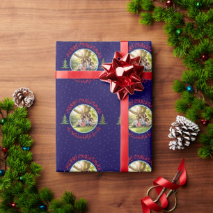 Papier Cadeau Joyeux sapin de Noël Photo Flèches de neige