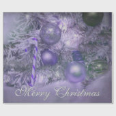 Papier Cadeau Joyeux sapin de Noël pourpre (Plat)