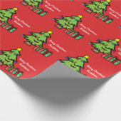 Papier Cadeau Joyeux sapin de Noël présente l'ornement (Coin)