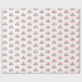 Papier Cadeau Joyeux sapin gris rouge (Plat)