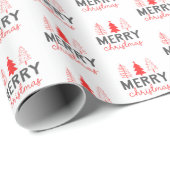 Papier Cadeau Joyeux sapin gris rouge (Coin rond)