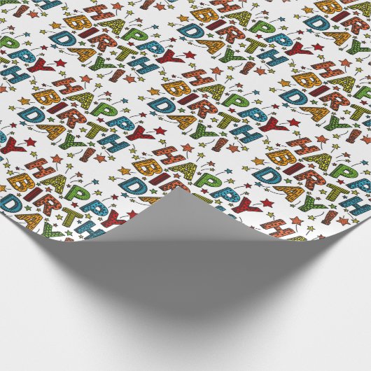 Papier Cadeau Joyeux script d'anniversaire (Coin)