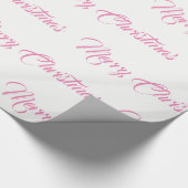 Papier Cadeau Joyeux script de Noël blanc et rose (Coin)