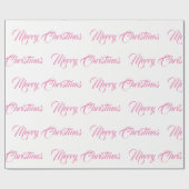 Papier Cadeau Joyeux script de Noël blanc et rose (Plat)
