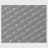 Papier Cadeau Joyeux script de Noël blanc minimalisme gris gris (Plat)