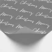 Papier Cadeau Joyeux script de Noël blanc minimalisme gris gris (Coin)