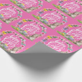 Papier Cadeau Joyeux Script de Pâques Floral Pink Easter Bunny E (Coin)