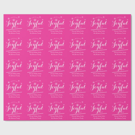 Papier Cadeau Joyeux Script de vacances Chic rose chaud cadeau d (Plat)