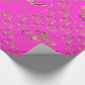 Papier Cadeau Joyeux script d'or rose-chaud de Noël (Coin)