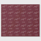 Papier Cadeau Joyeux Script Joyeux Nom de Noël Bourgogne (Plat)