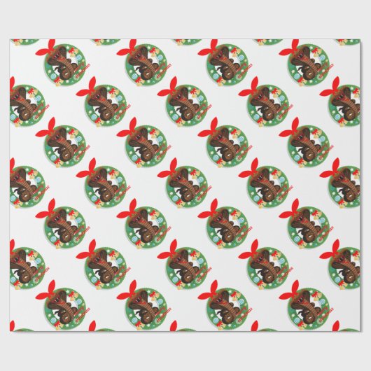 Papier Cadeau joyeux serpent cobra de noël (Plat)