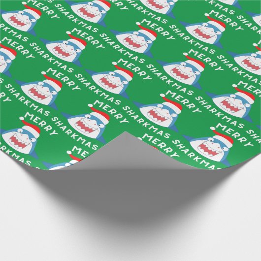 Papier Cadeau Joyeux Sharkmas Motif Funny Père Noël Shark Noël (Coin)