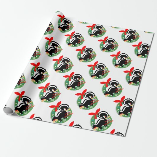 Papier Cadeau joyeux skunk de noël (Déroulé)