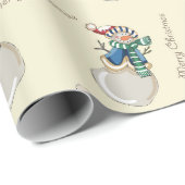 Papier Cadeau Joyeux Snowmen de Noël (Coin rond)