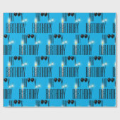 Papier Cadeau Joyeux Sparklers d'anniversaire et Ballons noirs (Plat)