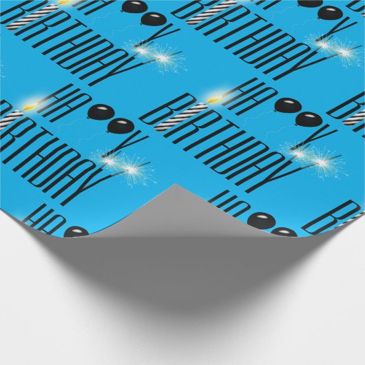 Papier Cadeau Joyeux Sparklers d'anniversaire et Ballons noirs (Coin)