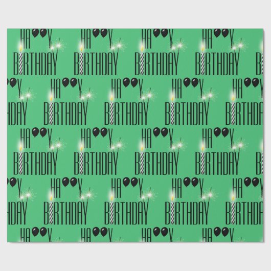Papier Cadeau Joyeux Sparklers et Ballons d'anniversaire (Plat)