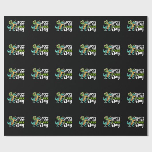 Papier Cadeau Joyeux St Patrick's Day Pat T Rex Dinosaur (Plat)