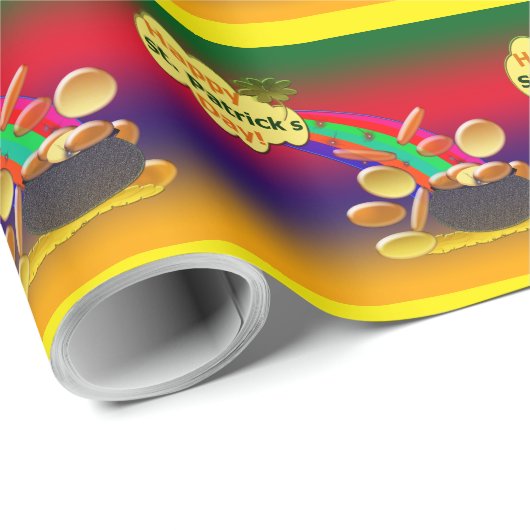 Papier Cadeau Joyeux St. Patrick's Day Rainbow (Coin rond)