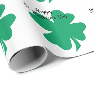 Papier Cadeau Joyeux St Patrick's Day Shamrock feuille verte bla