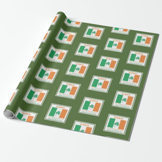 Papier Cadeau JOYEUX ST PATRICK'S DAY Sláinte Shamrock irlandais (Déroulé)