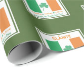 Papier Cadeau JOYEUX ST PATRICK'S DAY Sláinte Shamrock irlandais (Coin rond)