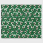 Papier Cadeau Joyeux Sucre de canne de vacances avec Snowflakes (Plat)