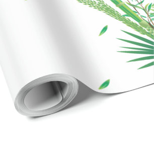 Papier Cadeau Joyeux Sukkot Lulav & Etrog Quatre Espèces Aquare