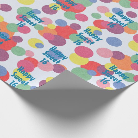 Papier Cadeau Joyeux Sweet 16 Anniversaire papier (Coin)