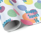Papier Cadeau Joyeux Sweet 16 Anniversaire papier (Coin rond)