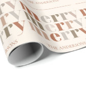 Papier Cadeau Joyeux texte coloré Motif cadeau de Noël (Coin rond)