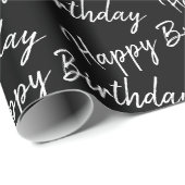 Papier Cadeau Joyeux texte d'anniversaire en noir (Coin rond)