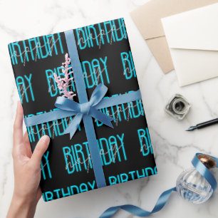 Papier Cadeau Joyeux texte d'anniversaire en noir