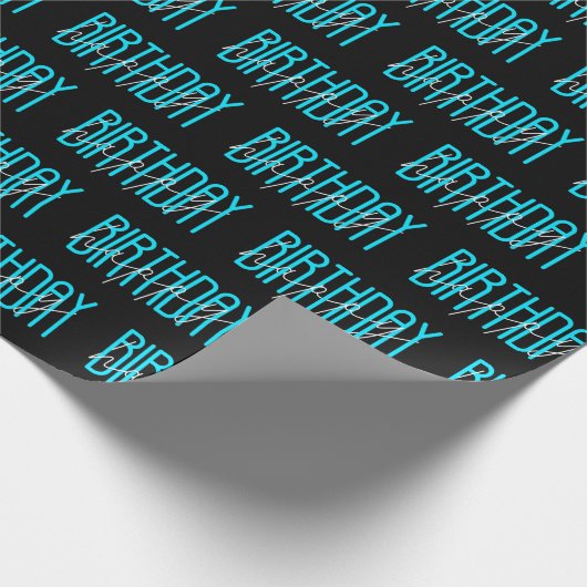 Papier Cadeau Joyeux texte d'anniversaire en noir (Coin)