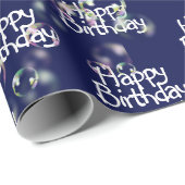 Papier Cadeau Joyeux texte d'anniversaire et bulles papier d'env (Coin rond)