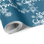 Papier Cadeau Joyeux texte de Noël dans les flocons de neige env (Coin rond)