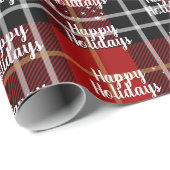 Papier Cadeau Joyeux Texte De Vacances Dans Les Flammes De Neige (Coin rond)