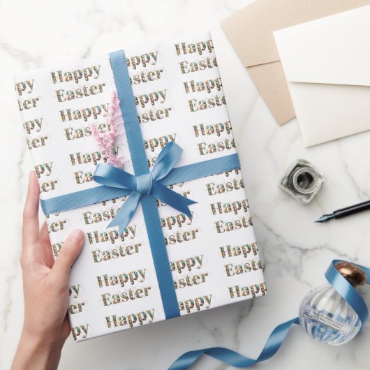 Papier Cadeau Joyeux texte décoratif de Pâques (Cadeaux)