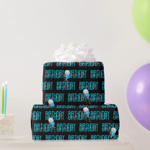 Papier Cadeau Joyeux texte et ballons d'anniversaire
